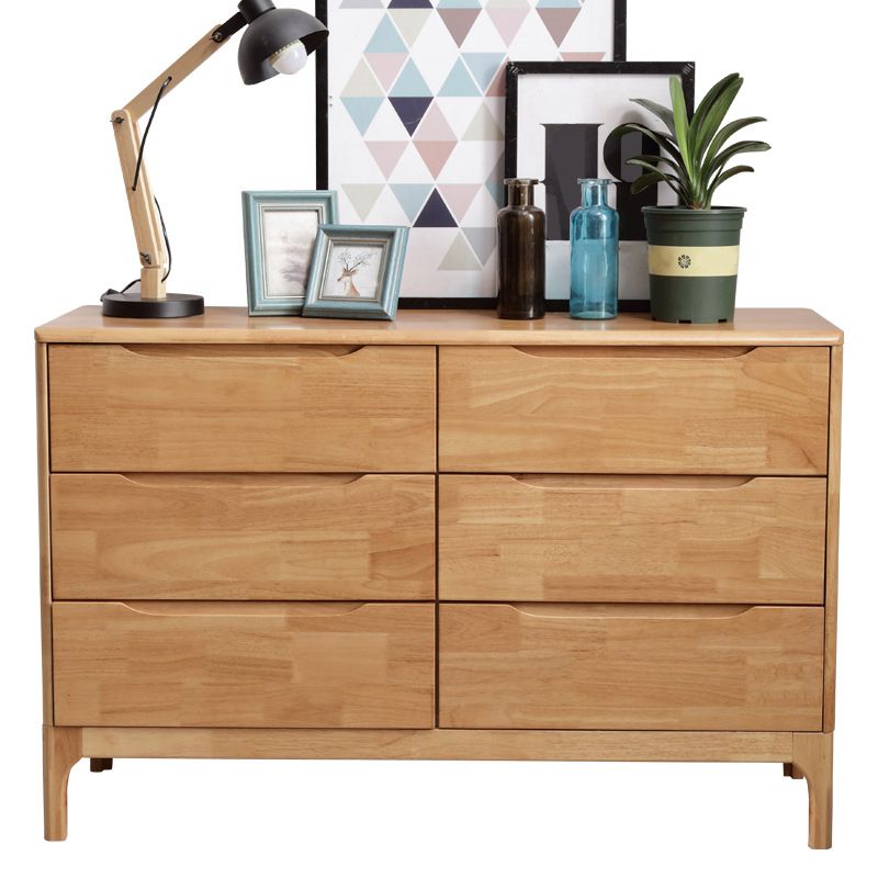 Rectangular Rubberwood Chest Mid-Century Modern Accent Chest