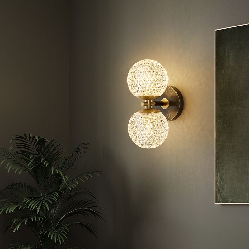 Modern Style Wall Light Ball Shade in Gold Sconces for Bedroom