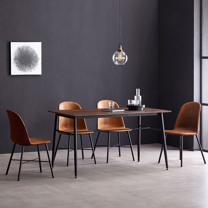 Sillas de comedor modernas sin brazos, respaldo sólido, silla lateral de comedor con patas negras (juego de 2)
