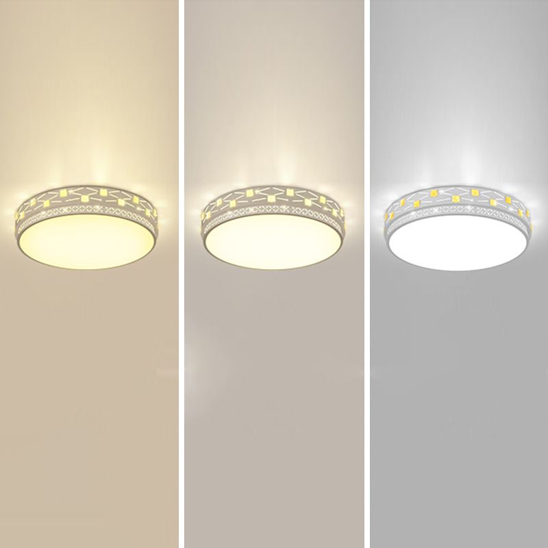 Geometric Shaped Living Room Ceiling Lamp Acrylic Modern LED Flush Light with Crystal Decoration