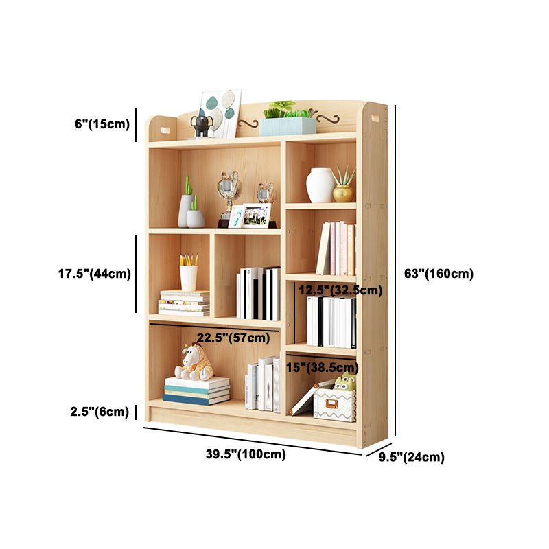 Scandinavian Natural Standard Bookshelf Pine Wood Vertical Bookcase