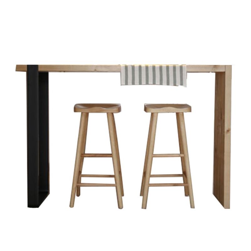 Luxury Rectangle Solid Wood Bar Table Set 1/2/3 Pieces Counter Table with Stools