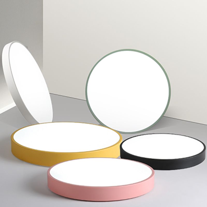 Plafonnier LED de forme ronde en fer moderne, 1 lumière, montage encastré pour chambre à coucher et étude