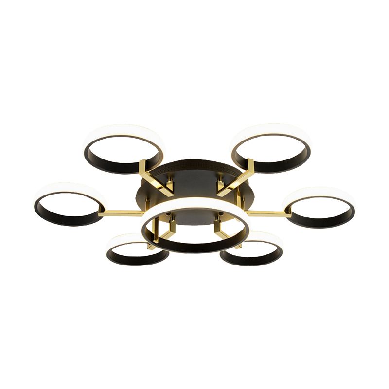 Sputnik Rubor Mount Techo Moderno Acrílico 7/9 Luces Salón Integrado LED Iluminación Techo en Negro