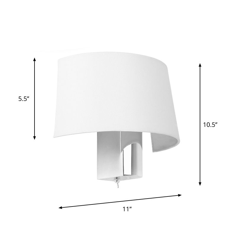 Idées d'éclairage mural de la chambre à mi-ombre tissu 1 tête lampe d'applications moderne en blanc avec une prise de lampe chromée polie