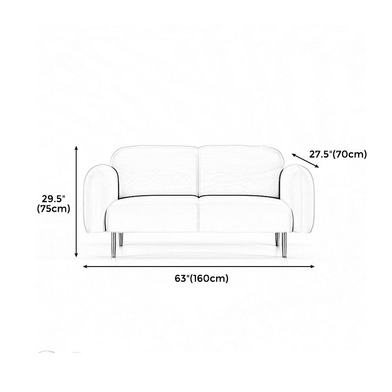 Velvet Modern Standard Sewn Pillow Back Sofa 27.5"W Square Arm with Bolster Pillows