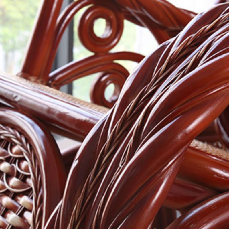 Traditional Rocking Chair Rattan Solid Color Spindle Backrest Indoor Rocking Chair