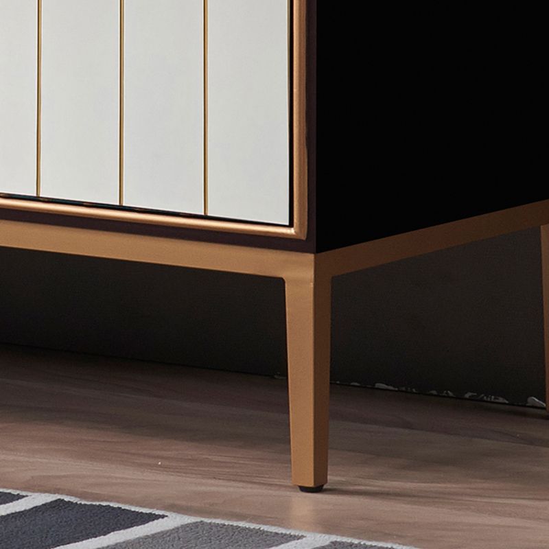 Glam Wood Top Kitchen Server Gold Frame Buffet Server for Living Room