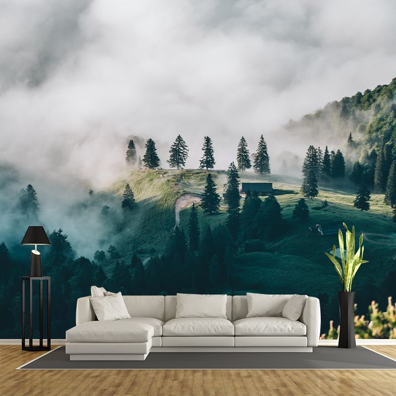 Foggy Forest Mural Wallpaper Wall Covering Mildew Resistant for Sleeping Room