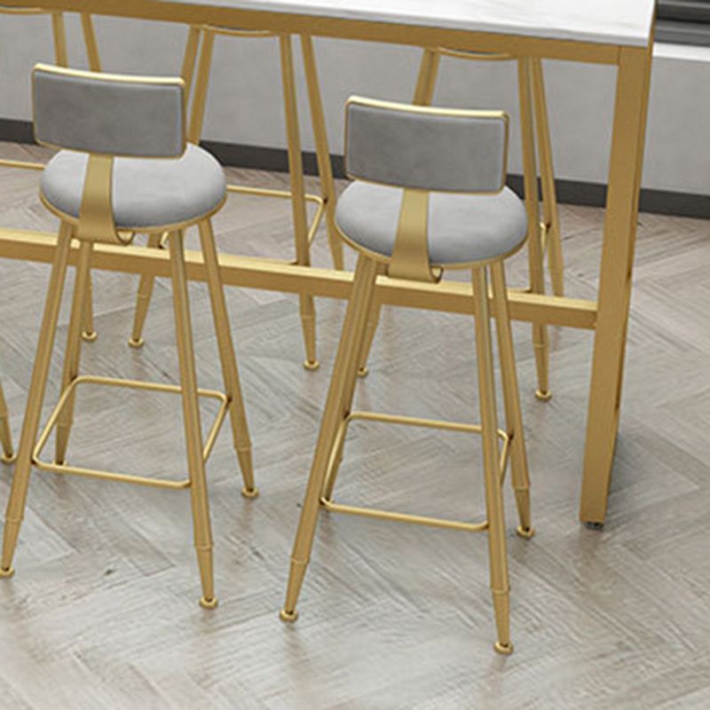 Modern Bar-height Table Faux Marble Top Pub Table with Metal Base