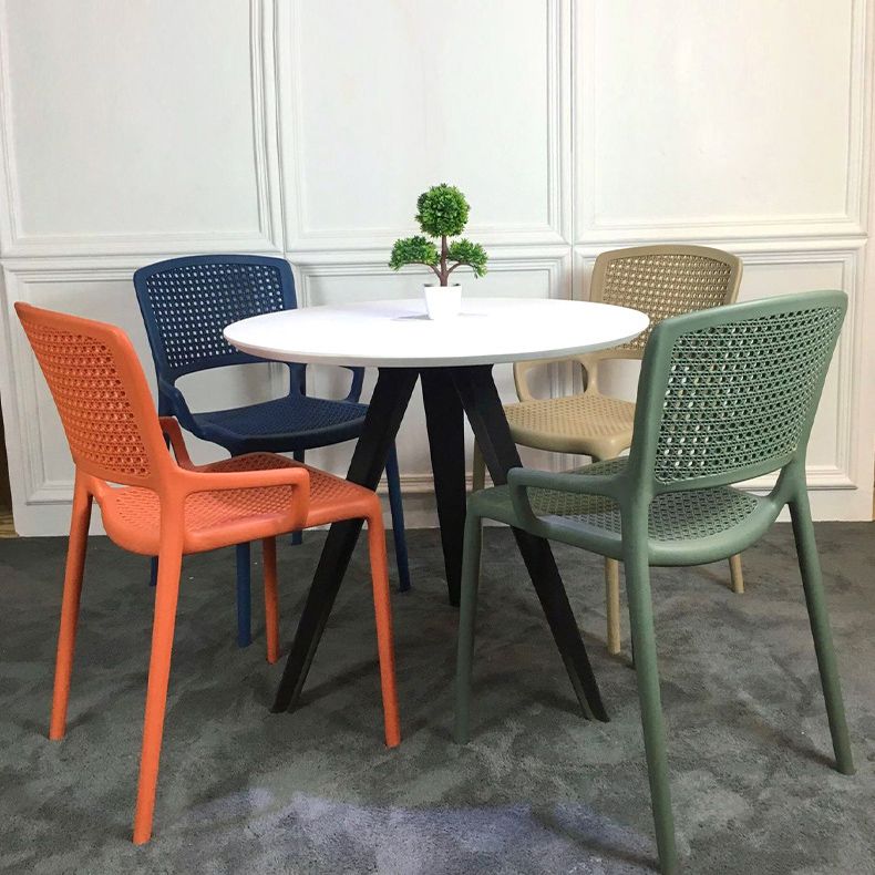 Contemporary Home Arm Chair Stackable Open Back Plastic Dining Room Chair