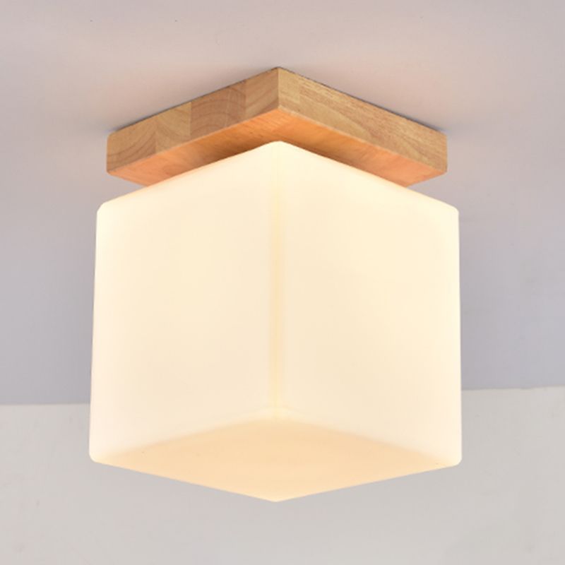 Modern Glass Semi Flush Mount Square Shade Semi Flush for Living Room