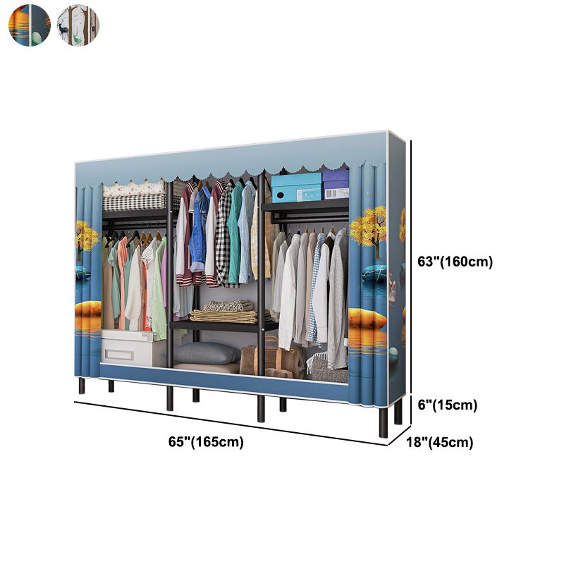 Contemporary Bedroom Wardrobe Metal Wardrobe Closet with Shelves