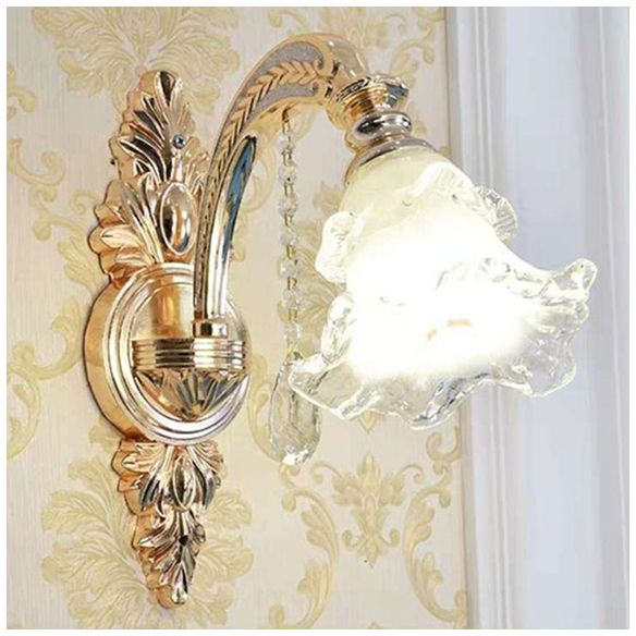 Illuminazione a sospensione nordica lampadario lampadario a fiori d'oro con tonalità di vetro testurizzata smerigliata