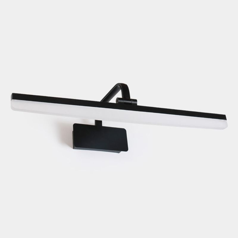 Metal Linear Shade Wall Sconce Modern Style 1- Light Mirror Wall Mount Light in Black