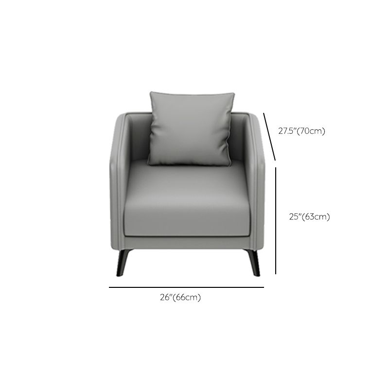 24.8" High Sofa Faux Leather/Genuine Leather Tuxedo Arm Sofa with Pillows