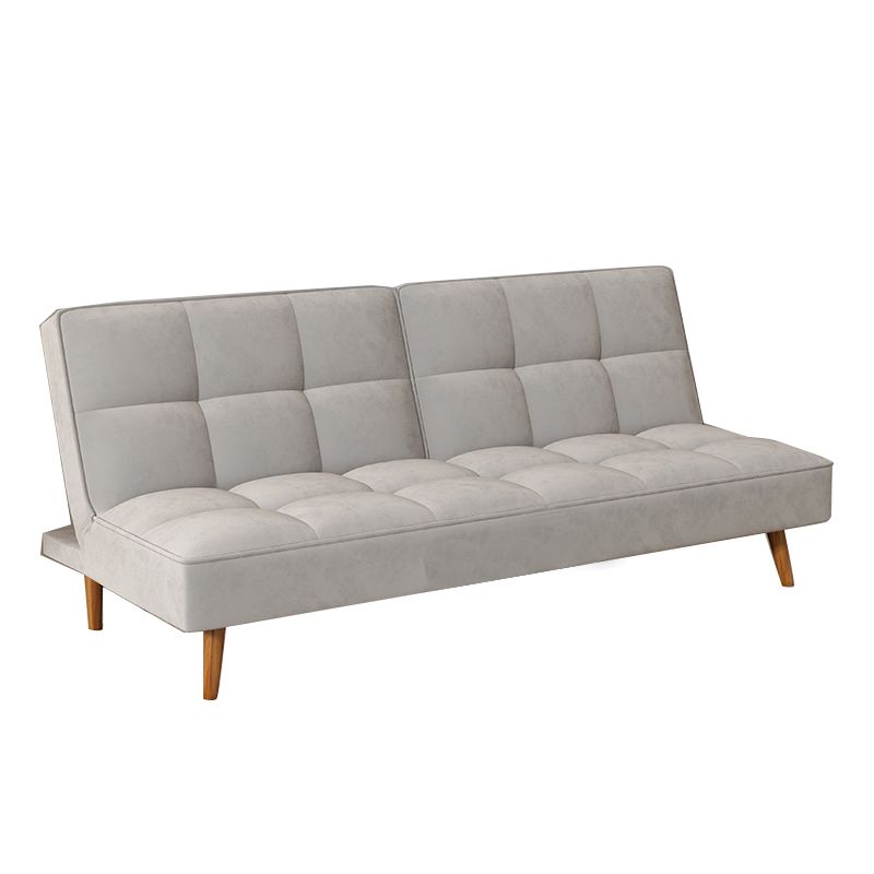 Contemporary Faux Leather and Velvet Reclining Convertible Settee Couch