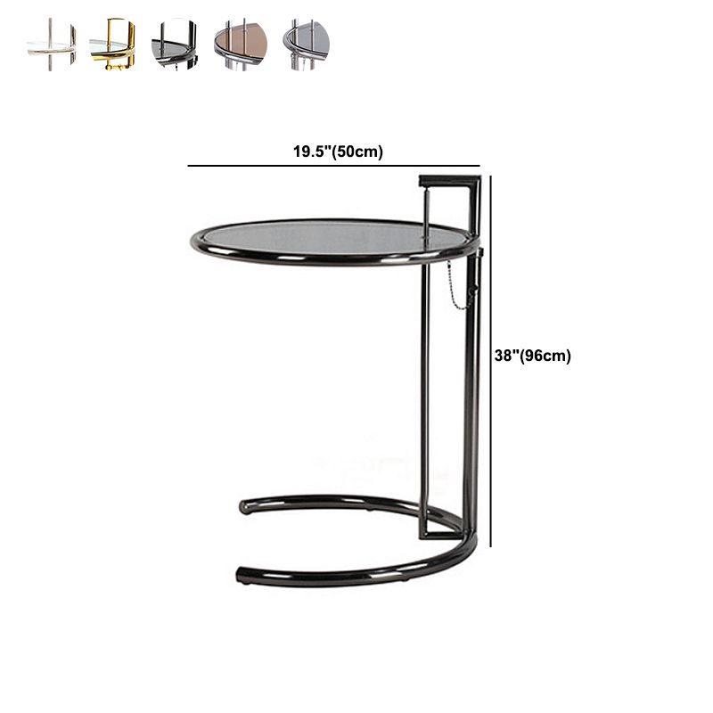 Lift-top Coffee Table Glass with Round Top and Stainless Steel Base