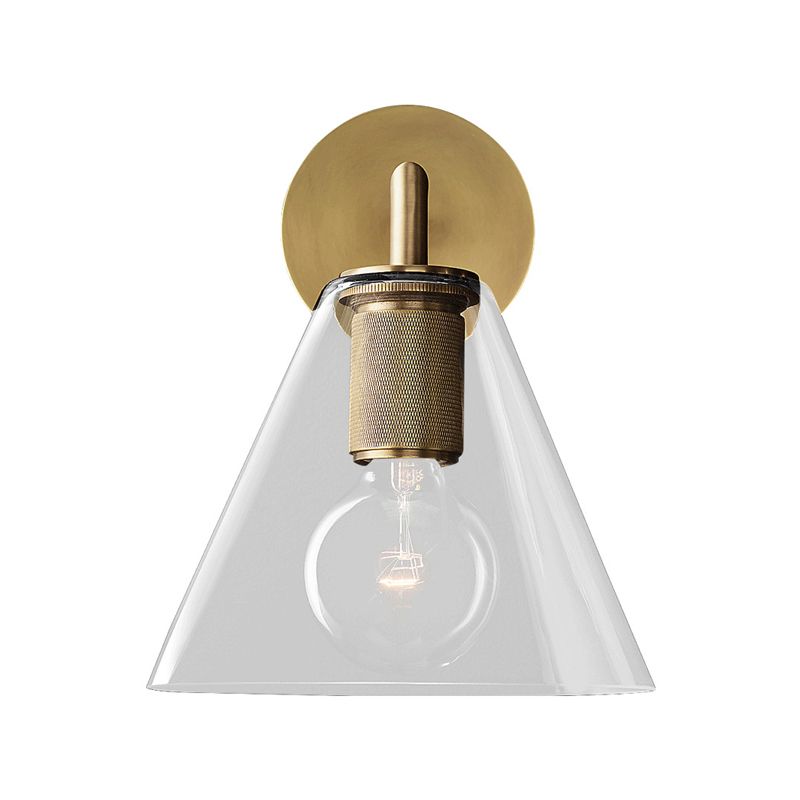 1 Light Wall Light Industrial Style Cone Shade Glass Wall Light Sconce
