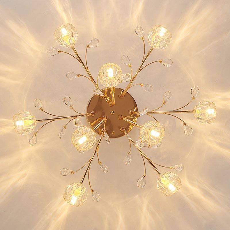 Luminaire de plafond de salon en métal de plafonnier encastré moderne avec abat-jour en verre