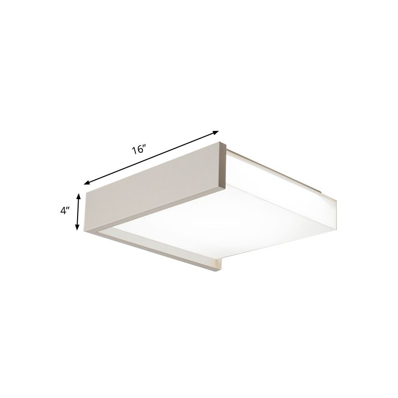 Plafonnier carré en acrylique avec abat-jour encastré, moderne et simple, LED intégrée en métal, 40,6 cm/49,5 cm de large, blanc chaud/blanc pour chambre à coucher