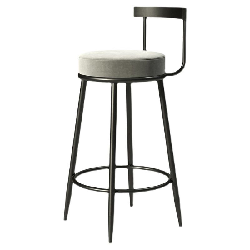 Modern Armless Backrest Counter Stool Iron Cashier Bar Stool with Cushion and Pedal