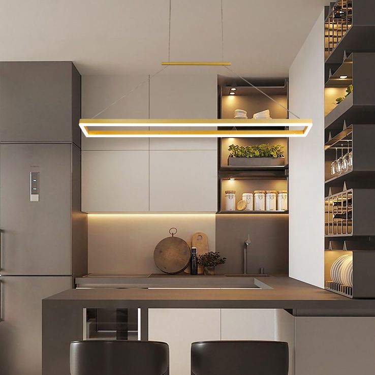 Metal Rectangular Pendant Light Kit Modern Style LED Hanging Ceiling Light for Dinning Room