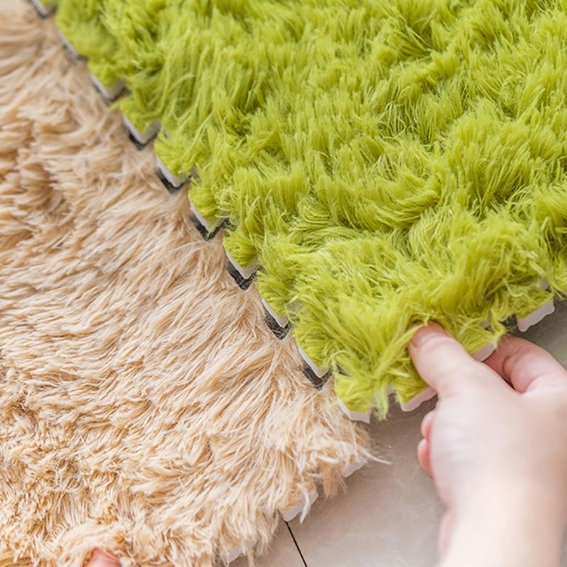 Modern Carpet Tiles Interlocking Color Block Shag Carpet Tiles