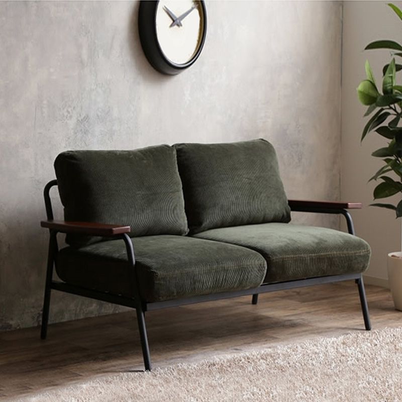 2-seater Sofa Contemporary Square Arm Loveseat with Loose Back