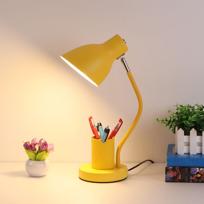 Angled Shade Table Lamp Nordic Metal 1-Light Study Room Reading Light with Pen Holder