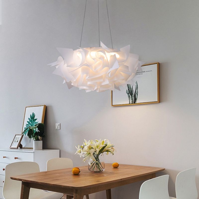 Acrylic Dome Pendant Light Modern 1 Light White/Brown Ceiling Pendant with Flower Design