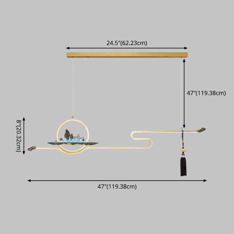 Luci a sospensione a sospensione in metallo Lampade sospese lineari contemporanee per sala da tè
