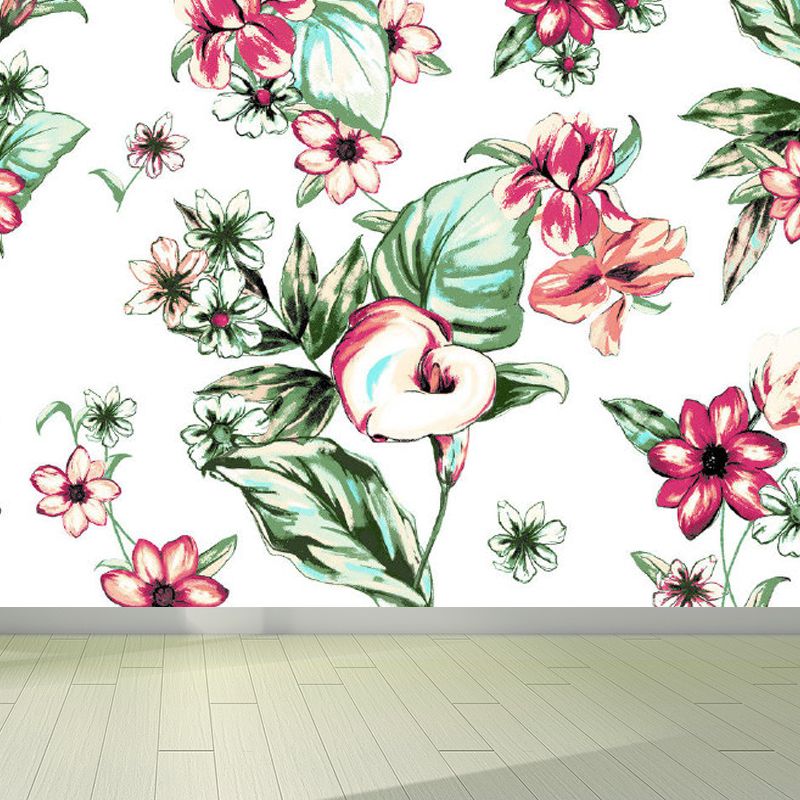 Soft Color Tropical Mural Wallpaper Big Botanical Leaves Wall Covering for Playroom