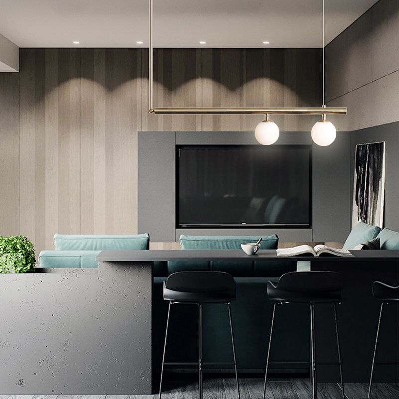 Luz de la isla de isla contemporánea Luz de techo de la isla de vidrio en oro para cocina