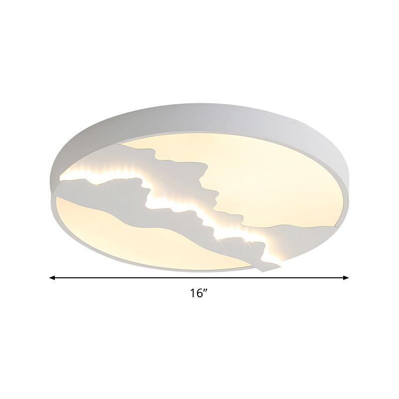 16"/19.5" Wide Mountain View Flush Light Fixture Simple Metal Gray/White LED Ceiling Mounted Light in Warm/White Light