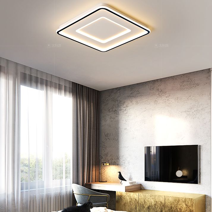 Luminaire de plafond encastré carré contemporain en métal pour chambre à coucher