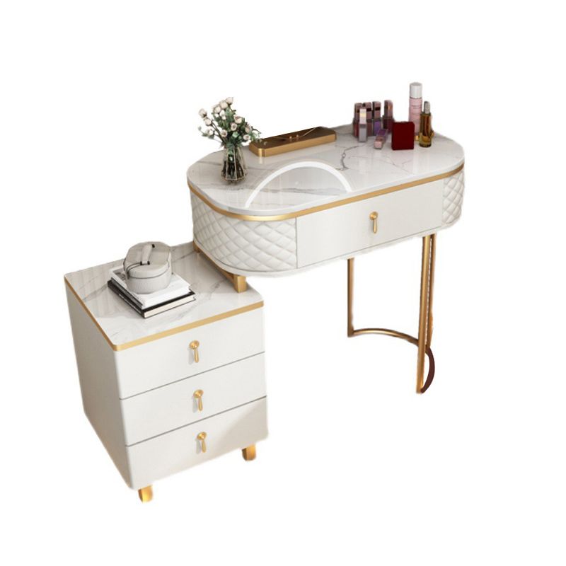 Glam Wood Vanity Dressing Table with Drawers in White Dressing Table