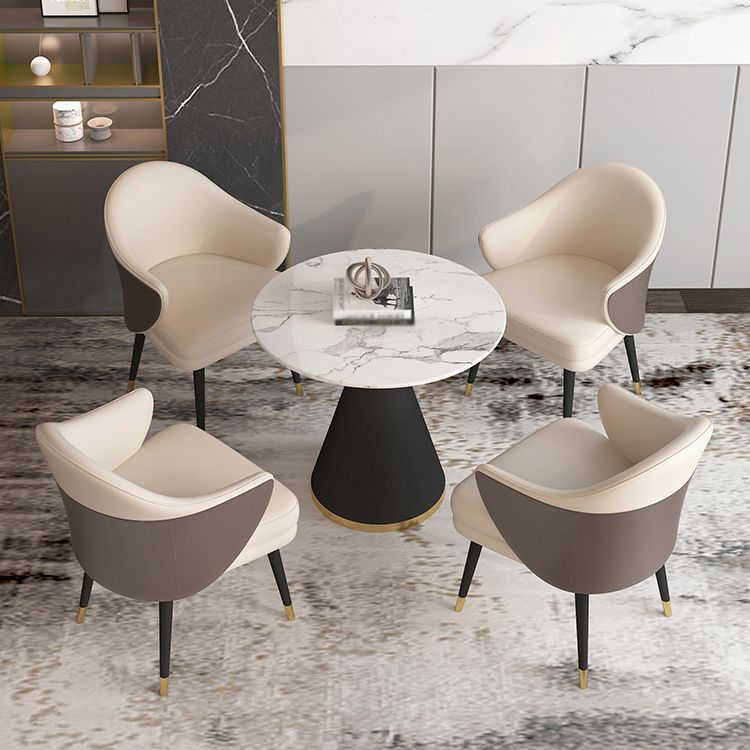 Scandinavian Kitchen Dining Room Set with Sintered Stone Top and Black Base Dining Furniture