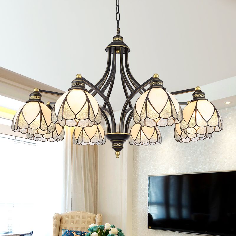 Lampadario a soffitto smerlato 3/6/8 luci colorate in vetro illuminazione a sospensione Tiffany in rosso/giallo per soggiorno