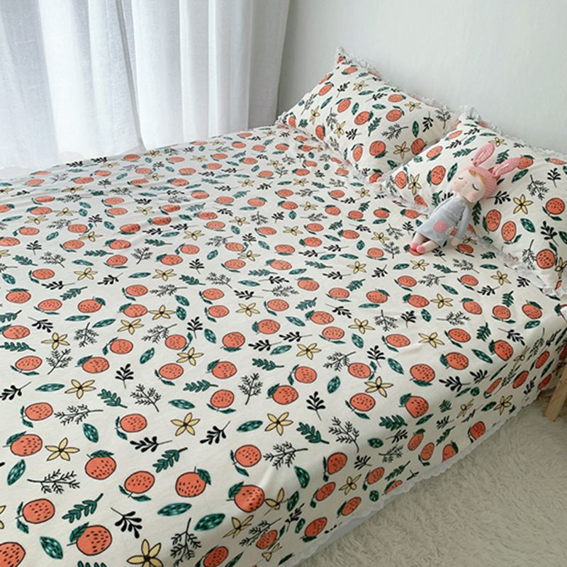 Sheet Sets Flannel Floral Printed Breathable Super Soft Wrinkle Resistant Bed Sheet Set