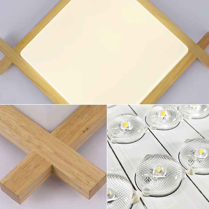 Square Flush Light Fixtures Simplicity Wood Ceiling Light Fixtures for Bedroom