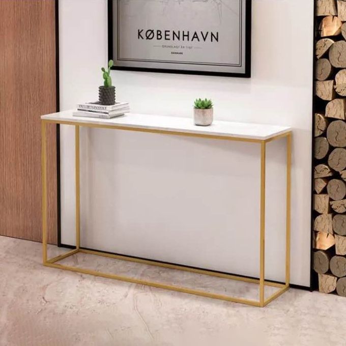 29.53" Tall Marble Console Table Modern Frame Base Accent Table for Hall
