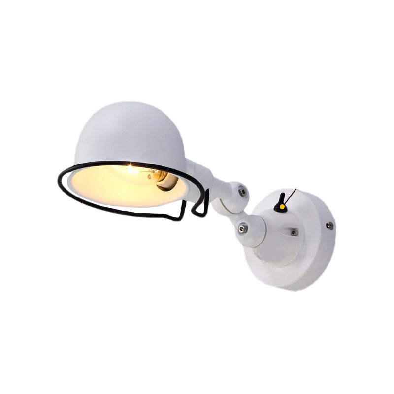 Luce d'illuminazione a parete a parete a cupola metallica 1 camera da letto leggera Light Sconce Right Sconce con anello in bianco/rosso