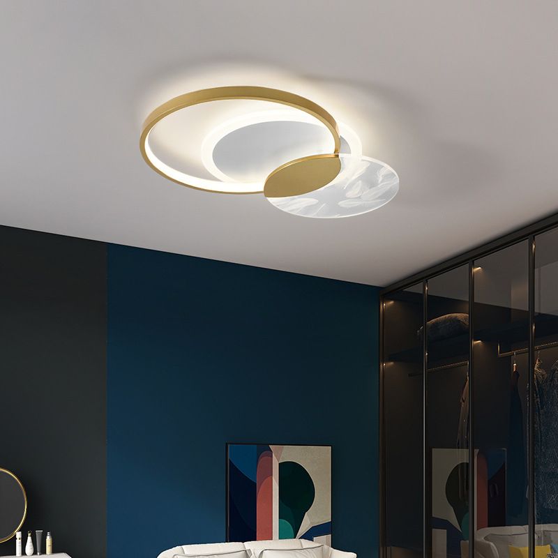 Apparecchio a soffitto sovrapposto Illuminazione semplice da incasso a LED in acrilico dorato per soggiorno