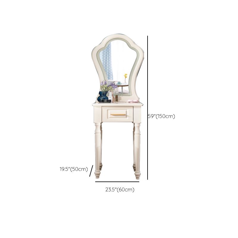 Solid Wood Makeup Vanity Desk Bedroom Dressing Table Stool Set with Drawer
