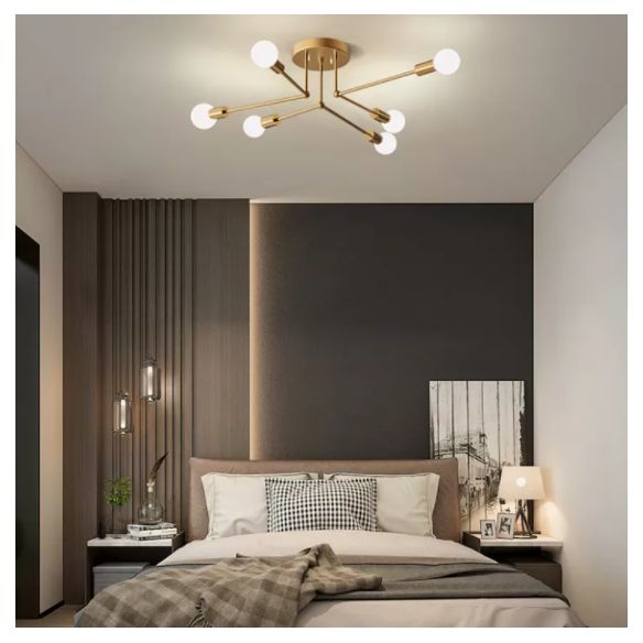 Zeitgenössische Sputnik Semi Flush Mount Glas Wohnzimmer Deckenmontage Leuchte Leuchte