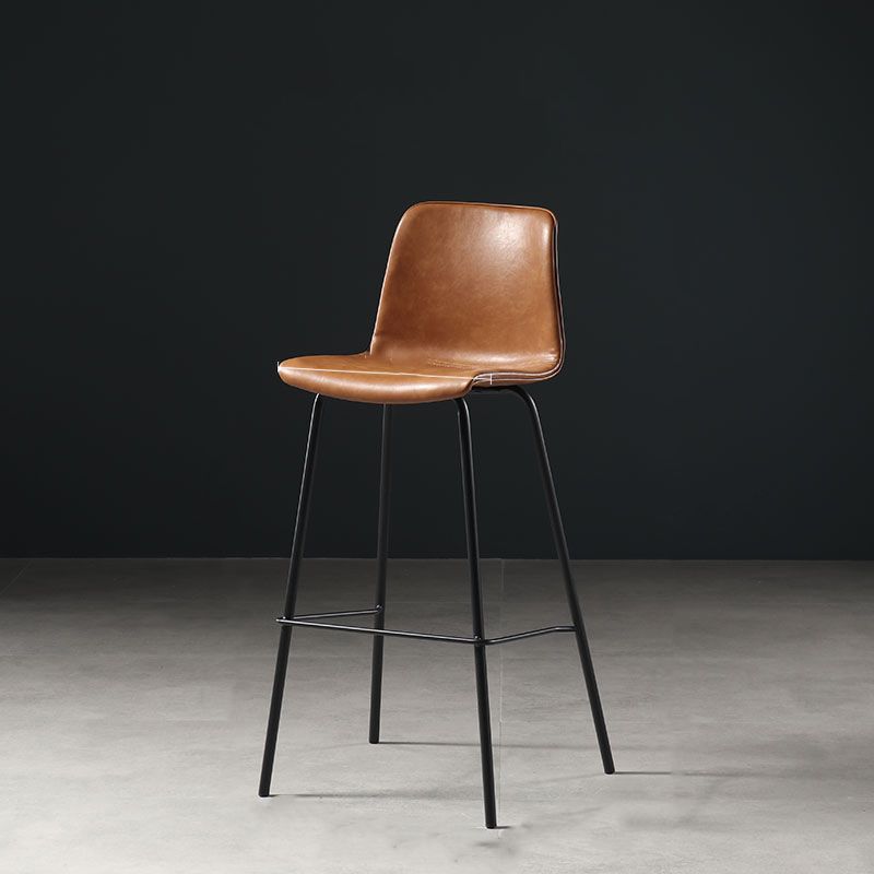 Industrial Indoor Bucket Counter Bar Stool Footrest Faux Leather Bar Stool