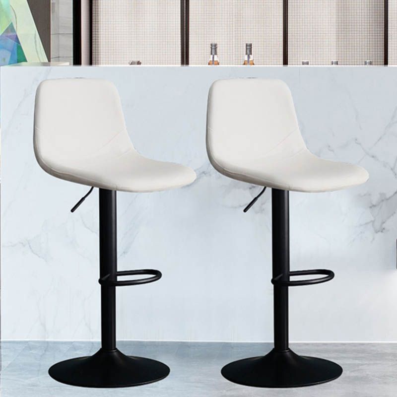Modern Style Adjustable Backrest Counter Stool with Leather Cushion and Metal Base