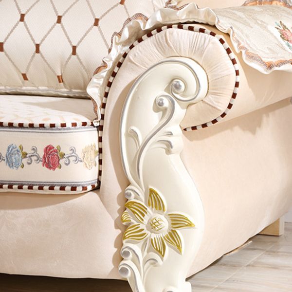 70" Wide French Country Sectional Sofa Fabric Sleeper Sectional