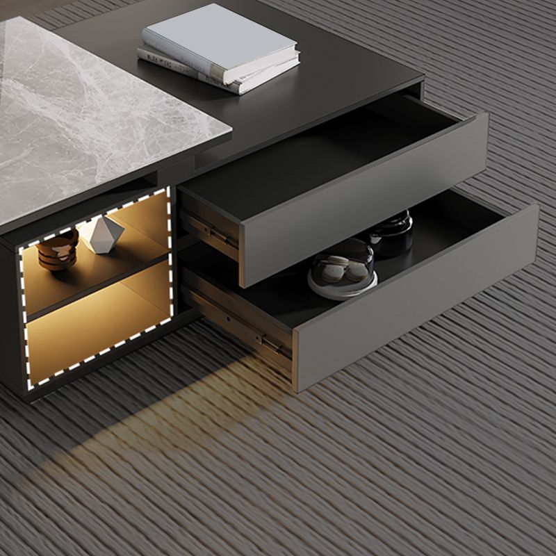 Rectangle Cocktail Table Stone Glam 1 Coffee Table with Storage